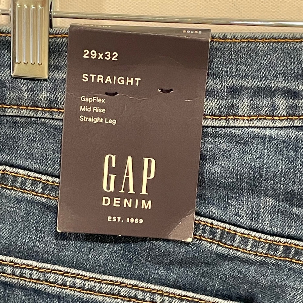 GAP Men Straight Fit Jeans Blue Wash GapFlex Mid Rise Size 29x32 New with Tags - Picture 8 of 9